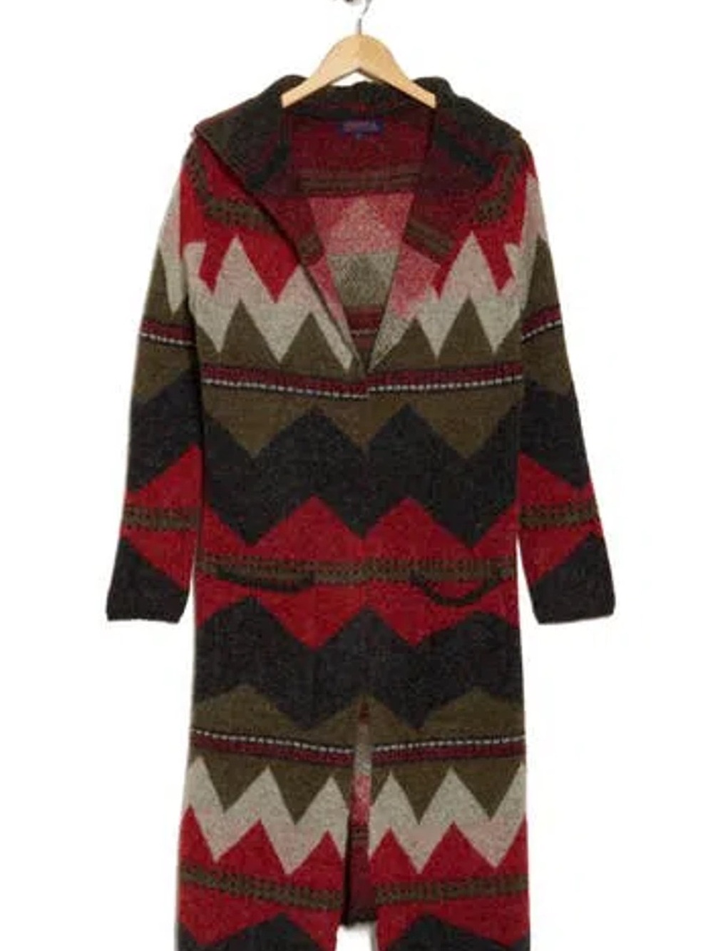 Joseph Hooded Chevron Knit Cardigan - Red, Olive, Black, Cream